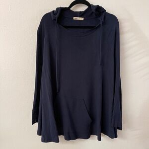 Capote Women's Navy Dark Blue Bat Wing Poncho Cape Drawstring Pocket Hoodie XS